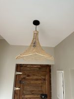 Handmade Moroccan raffia flower pendant light with six petal shape