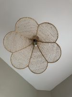 Handmade Moroccan raffia flower pendant light with six petal shape
