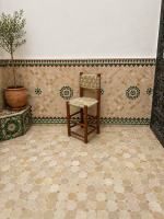 Handwoven Palm Leaf Bar Stool handcrafted from solid wood with a natural woven palm leaf seat