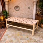 Handgemaakte Marokkaanse bank met naturel leer