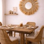 Espejo redondo de rafia marroquí – espejo de pared tejido a mano