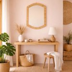 Moroccan Rectangular Raffia Mirror - Handwoven Wall Mirror