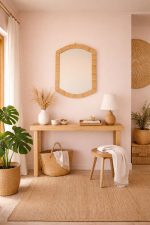 Moroccan Rectangular Raffia Mirror - Handwoven Wall Mirror