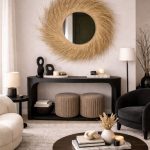 Round Moroccan Straw Mirror - Handwoven Paille Wall Mirror