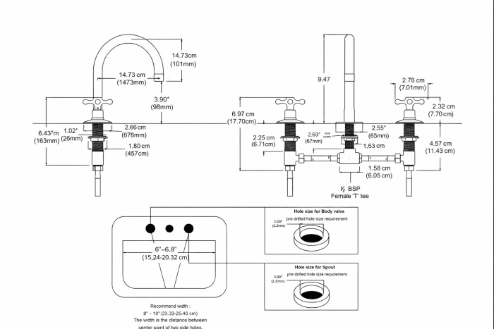 Antique Brass Widespread Bathroom Faucet – 3 Hole Cross Handles - Image 6