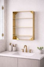 Wall Mounted Brass Bathroom Shelf – Gold Floating Storage Rack