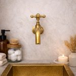 Wall-Mounted Brass Bathroom Faucet – Vintage Cross Handle Tap - Image 3