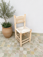 White Rope Wooden Chair handcrafted from solid wood with a handwoven white rope seat