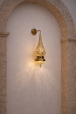 Handcrafted Moroccan Brass Wall Sconce – Filigree Teardrop Design