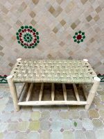 Handmade Wooden Shoe Storage Bench with Built-In Storage Shelf and Solid Wood Frame
