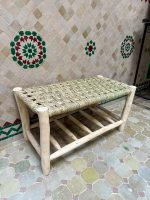 Handmade Wooden Shoe Storage Bench with Built-In Storage Shelf and Solid Wood Frame