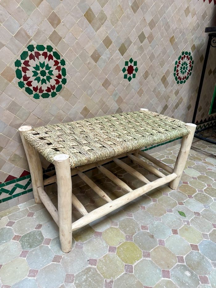 Handmade Wooden Shoe Storage Bench with Built-In Storage Shelf and Solid Wood Frame