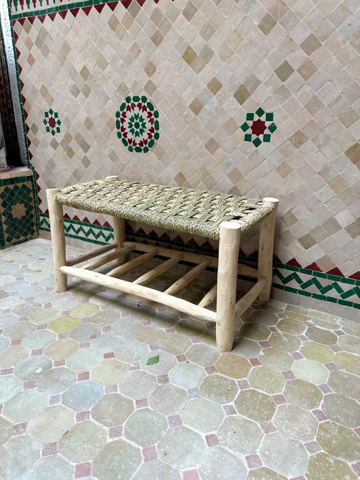 Handmade Wooden Shoe Storage Bench with Built-In Storage Shelf and Solid Wood Frame
