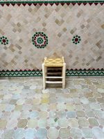 Small Yellow Rope Stool handcrafted from solid wood with a handwoven yellow rope seat