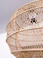 Handmade round raffia pendant light with woven globe basket shape