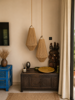 Set of 2 Rope Pendant Lights – Handmade Teardrop Ceiling Lamps