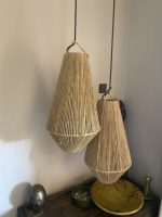 Set of 2 handmade rope pendant lights in elongated teardrop shape