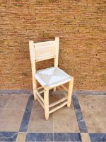 White Rope Wooden Chair handcrafted from solid wood with a handwoven white rope seat