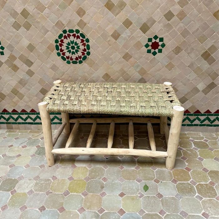Handmade Wooden Shoe Storage Bench with Built-In Storage Shelf and Solid Wood Frame