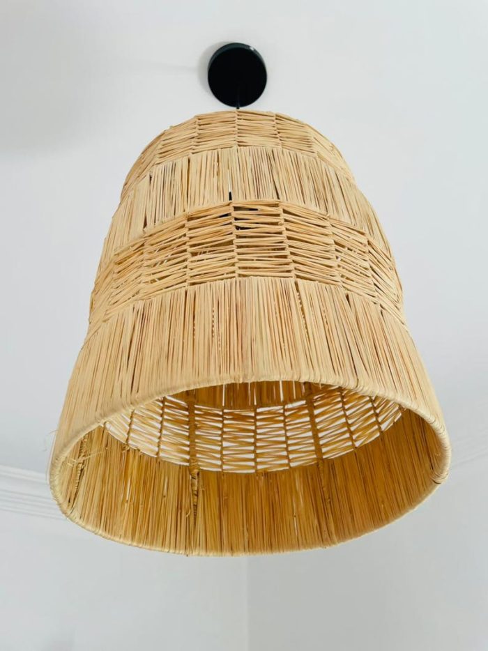 Handwoven Moroccan Raffia Pendant Light – Multi-Tier Ceiling Lamp - Image 2