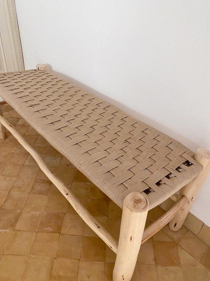 Marokkaanse handgeweven bank met koord - Image 2