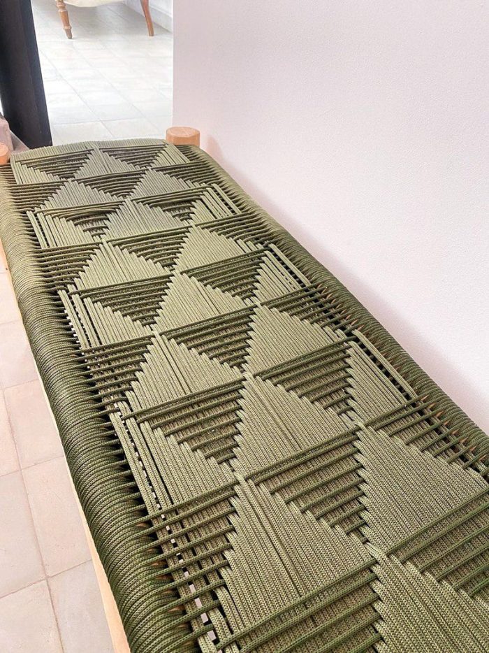 Marokkaanse handgeweven bank met groen koord - Image 4