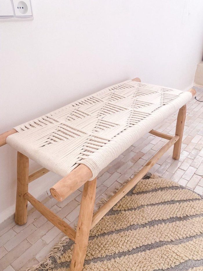 Marokkaanse handgeweven bank met wit koord - Image 4