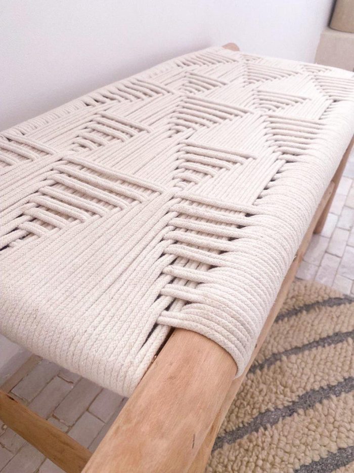 Marokkaanse handgeweven bank met wit koord - Image 6