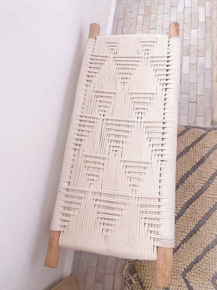 Marokkaanse handgeweven bank met wit koord - Image 5