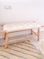 Marokkaanse handgeweven bank met wit koord - Image 2