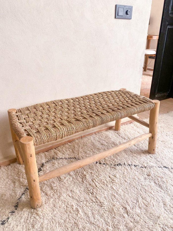 Marokkaanse handgeweven bank met palmbladkoord - Image 3