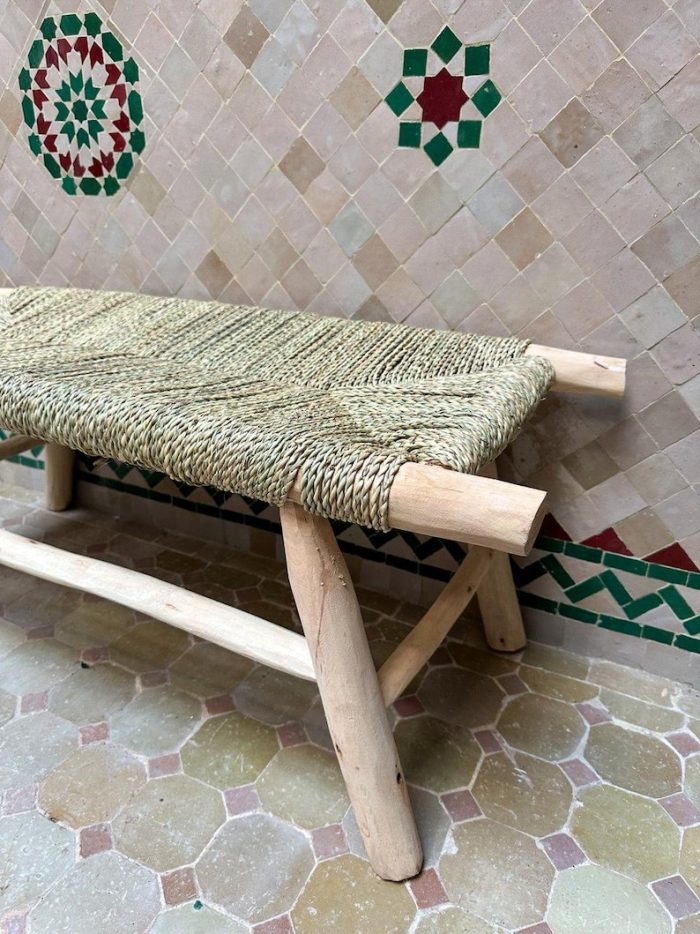 Marokkaanse handgeweven bank met palmbladkoord - Image 2