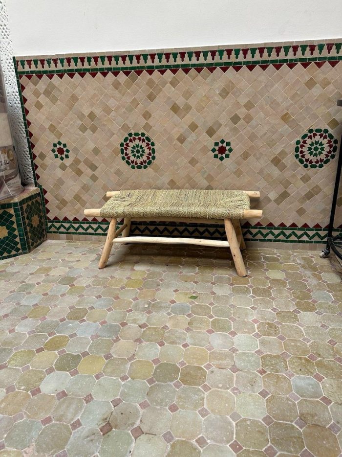 Marokkaanse handgeweven bank met palmbladkoord - Image 4