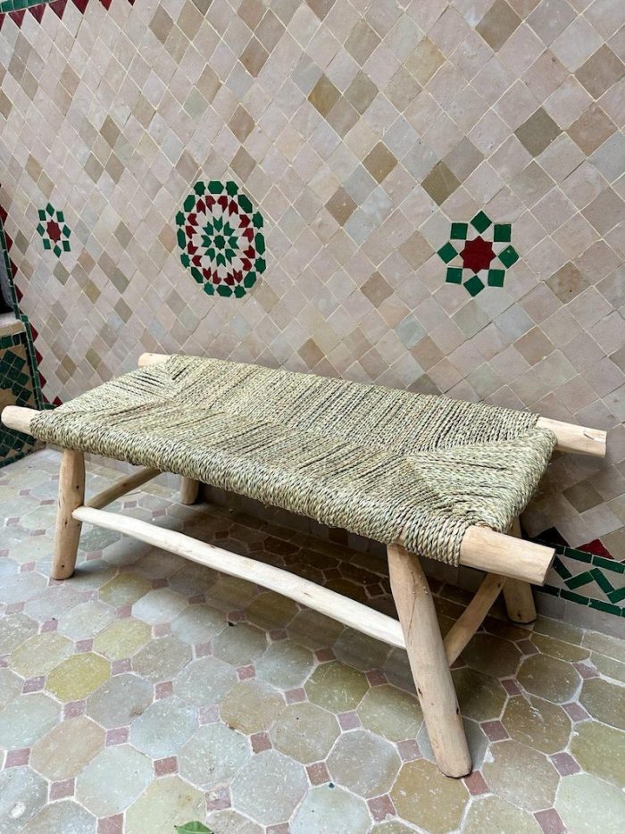 Marokkaanse handgeweven bank met palmbladkoord - Image 3
