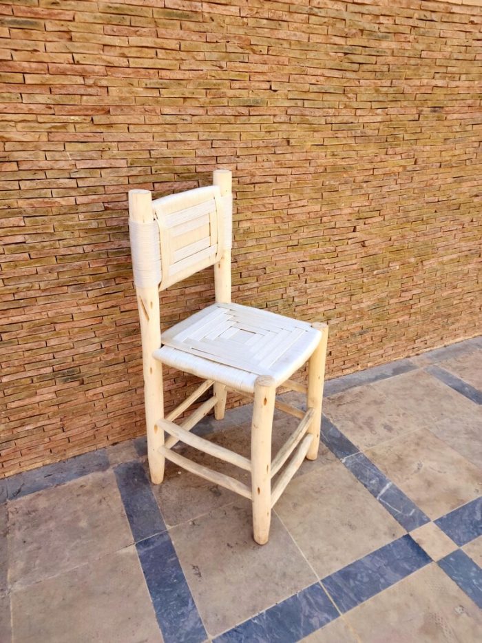Moroccan Wooden Chair with White Rope - Handmade Artisan Seating - Image 3