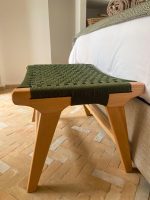 Set van 2 walnoothouten banken met koord - Image 4