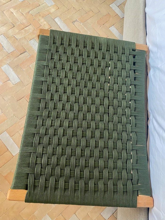 Set van 2 walnoothouten banken met koord - Image 5