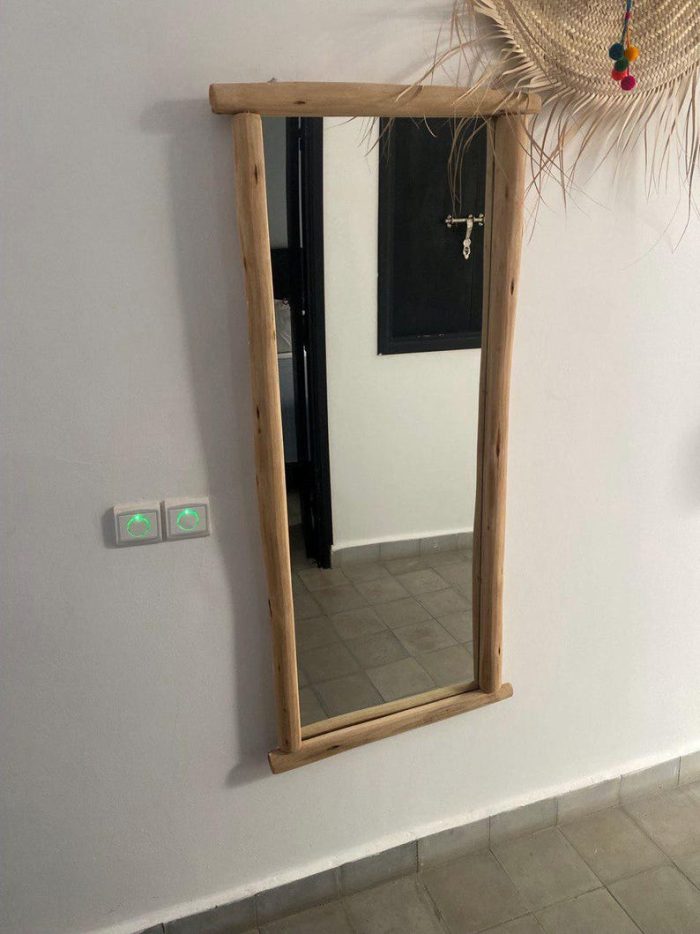 Handmade Rectangular Wooden Mirror – Natural Wood Frame - Image 4