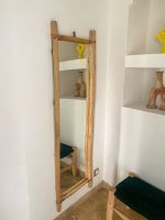 Handmade Rectangular Wooden Mirror with Leather Strap - Image 2
