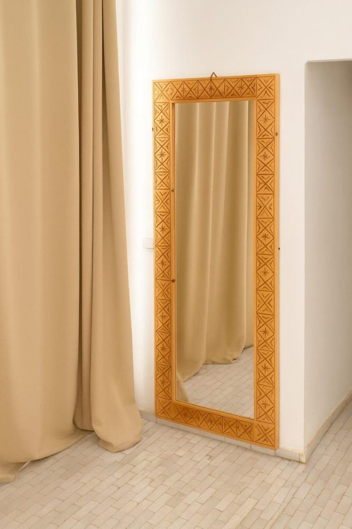 Handmade Rectangular Wooden Mirror – Natural Wood Frame - Image 5