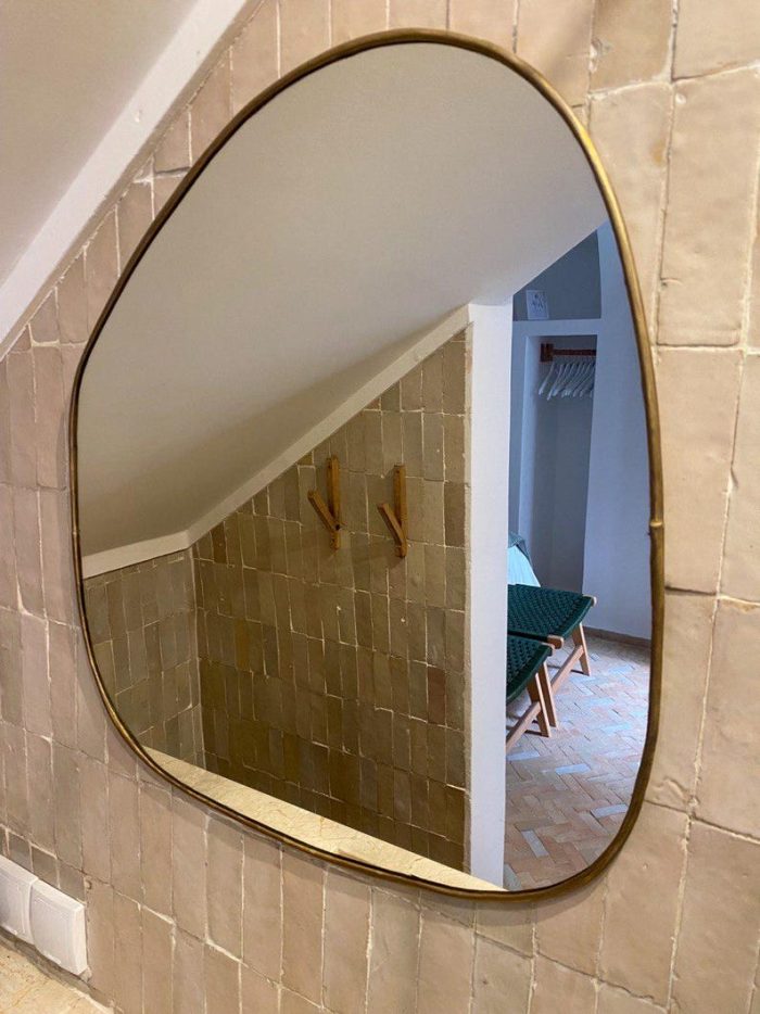 Handmade Moroccan Brass Wall Mirror - Irregular Shape - Image 2