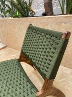 Moroccan Nutwood Armchair & Ottoman Set with Green Cord - Image 2