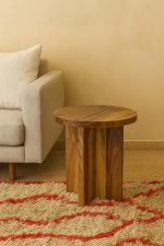 Ronde Walnoten Bijzettafel – 50 cm – Handgemaakt