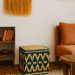 Moroccan Woven Pouf – Green & Yellow