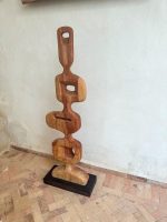 Abstract Walnut Wood Totem – Handmade Wooden Sculpture - Image 5