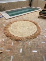Round Rafia Rug, Woven Straw Natural Fiber Rug - Image 4