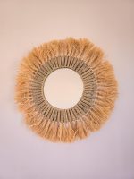 Moroccan Raffia Cord Round Mirror - Artisan Handwoven Decor - Image 3