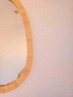 Moroccan Raffia Mirror – Handcrafted Egg-Shaped Wall Mirror - Image 3