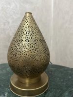 Moroccan Pierced Brass Table Lamp – Teardrop Shape - Image 4