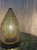 Moroccan Pierced Brass Table Lamp – Teardrop Shape - Image 3
